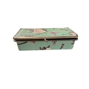 Floral Butterfly Print Jewelry Box Travel Case Hinged Trinket Storage Organizer